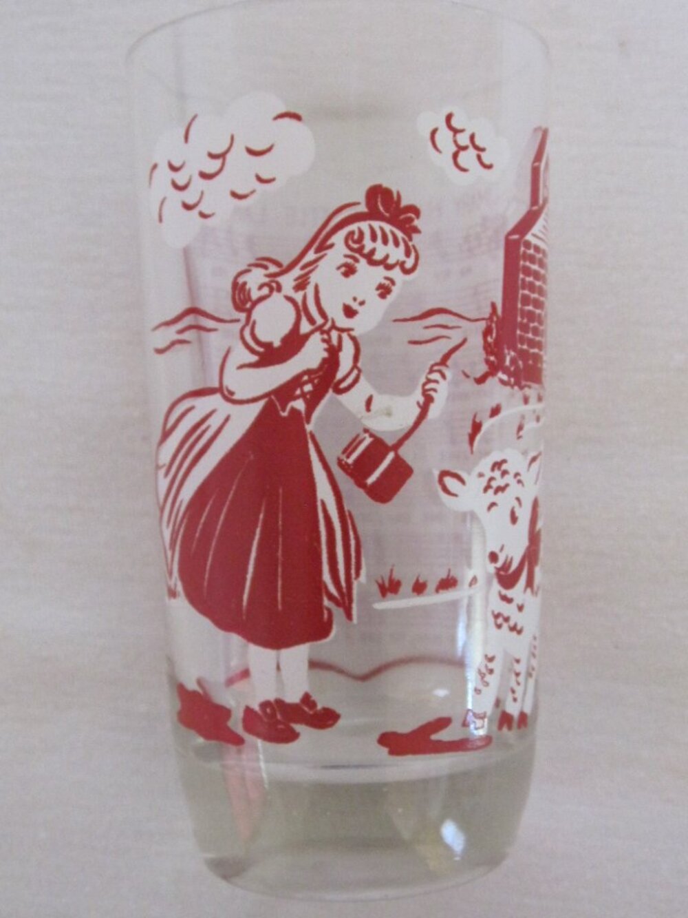 1950's 5" Mary Had A Little Lamb Glass Tumbler w/ Music Lyrics